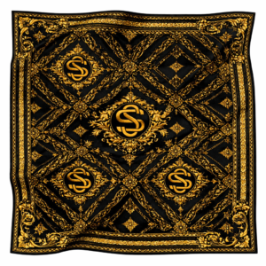 Foulard Noir Héritage Signature – SATINUXE